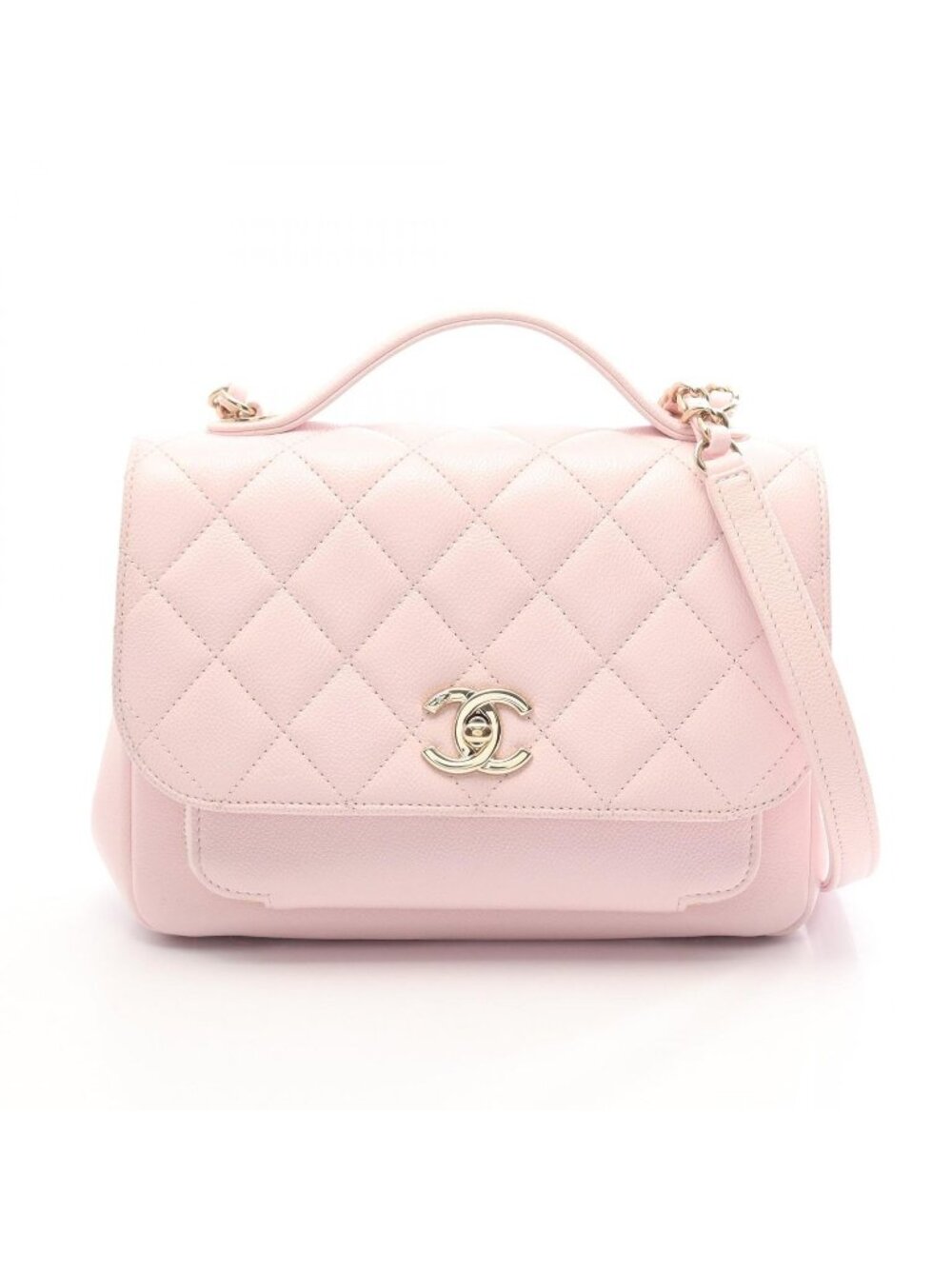 Chanel Shoulder Bag Mini Flap Quilted 2-Way Baby Pink Caviar Leather Business